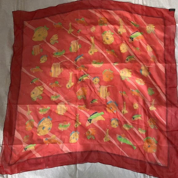 VINTAGE HERMÈS PARIS AU CLAIR DE LA MER SILK CHIFFON SCARF - Picture 12 of 14
